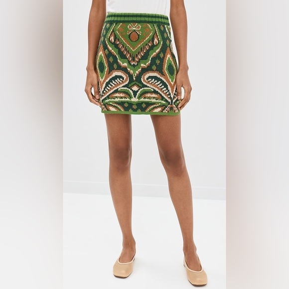 FARM Rio Dresses & Skirts - Farm Rio Green Brown knit size XL NWT pineapple ikat sweater mini skirt